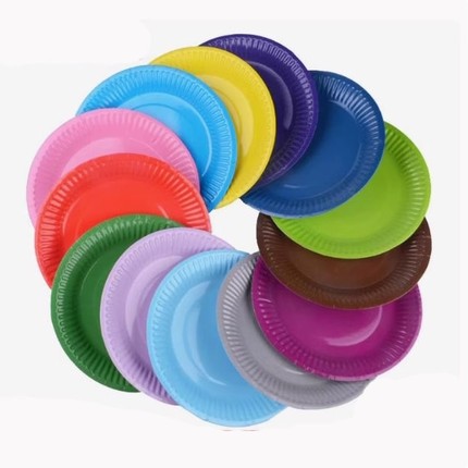 纸盘儿童手工diy彩色纸盘幼儿园美术材料创意纸盘7寸环保纸浆纸盘