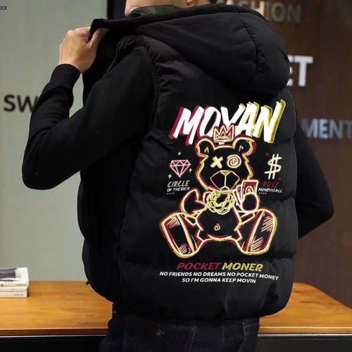 秋冬季新款羽绒马甲男纯色连帽坎肩潮流休闲轻盈保暖帅气连帽马夹