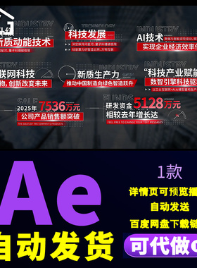 大气红色科技感党政宣传数据展示AI技术5G互联网科技字幕条AE模板