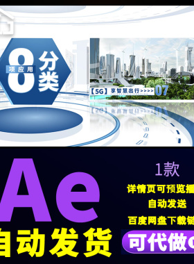蓝色科技旋转架构l图文分类展示企业合作领域分类组织概念AE模版
