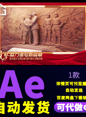 大气红色党政图文宣传片头七一十一历史变迁大事件图文回顾AE模板