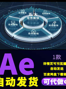 商务蓝色科技结构分类展示企业图形业务板块分类介绍宣传AE模板