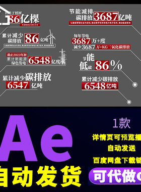 绿色生态环保节能减排植树造林低碳生活呼出指示数据字幕条AE模板
