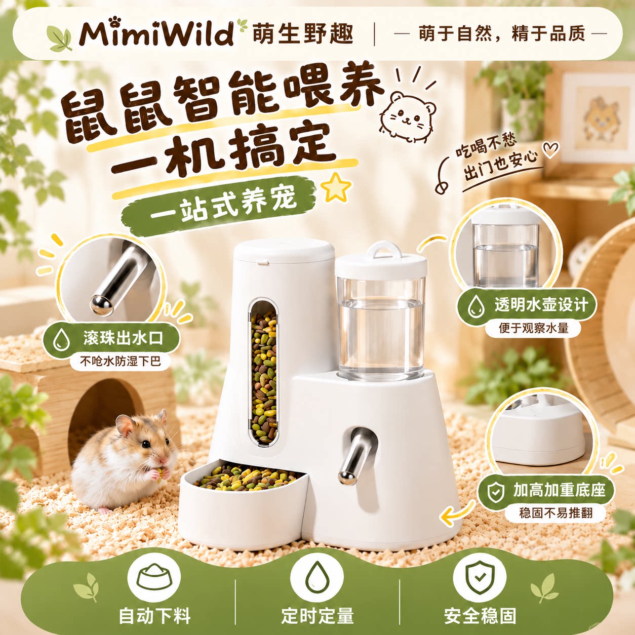 仓鼠自动喂食饮水器金丝熊专用