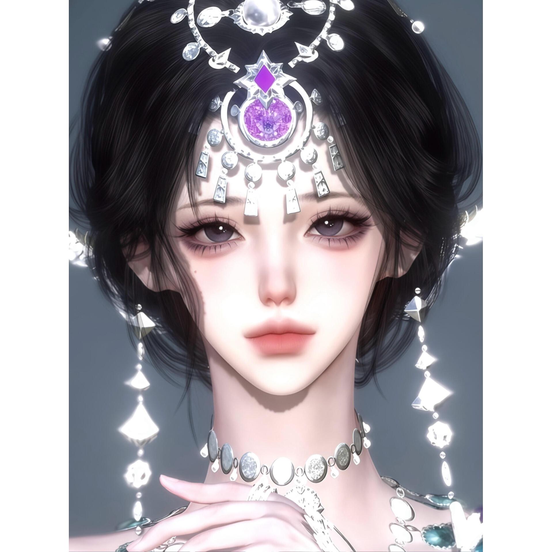 紫藤 口吃猫原创 逆水寒手游捏脸女通用 原版