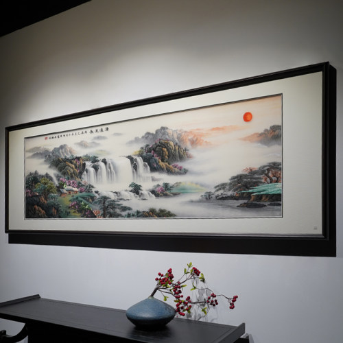 大幅挂画手工刺绣送货上门包安装