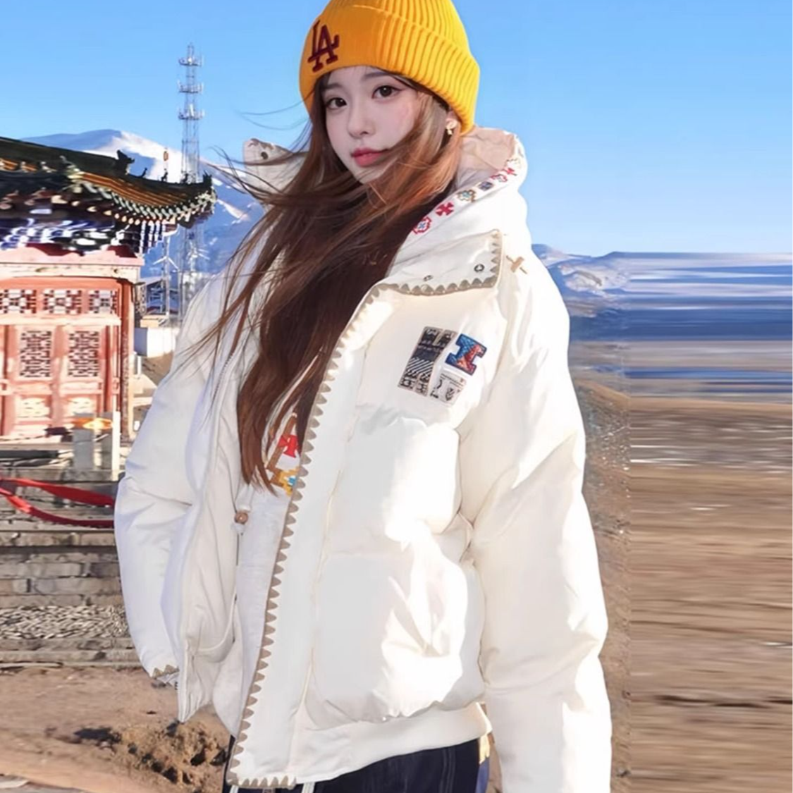 超好看民族风复古刺绣立领羽绒棉袄2025年巨好看超火情侣面包服潮