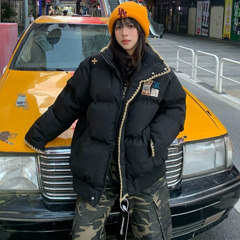 民族风刺绣设计感宽松棉服男女冬季情侣装立领棉衣外套面包服