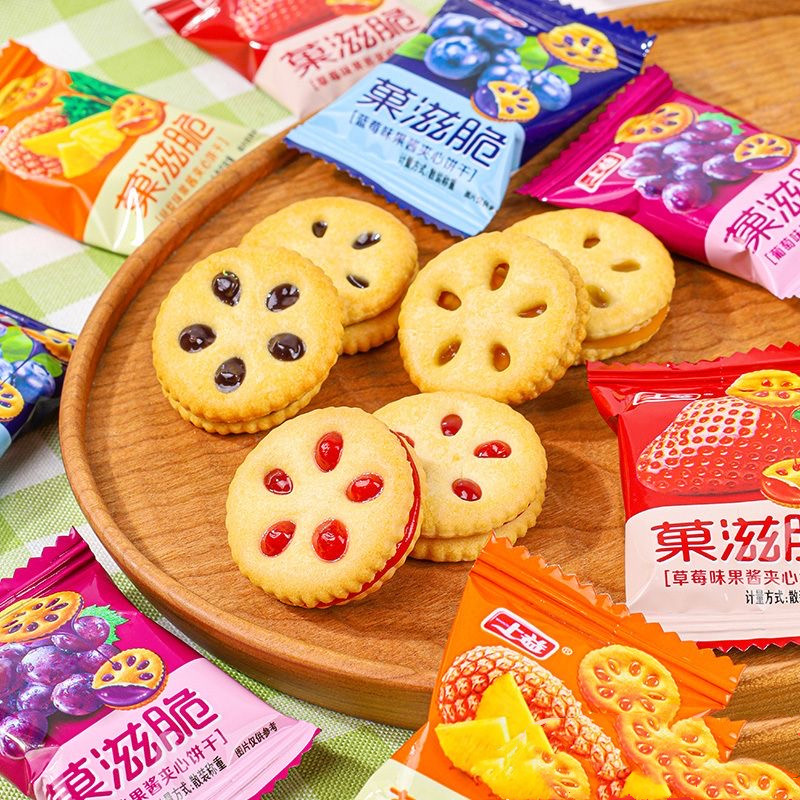 果滋脆果酱夹心饼干混合水果味夹心饼干办公室休闲小零食解馋零食