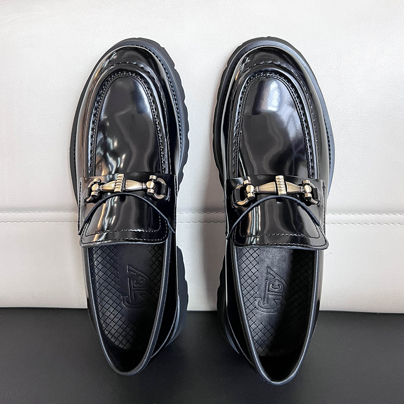 4CM松糕皮鞋英伦亮面真皮