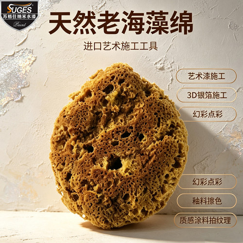 进口天然老海藻绵拍花点彩海绵球