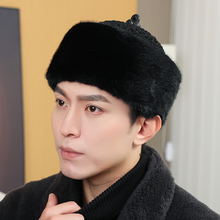 仿水貂毛帽子王爷贝勒皇帝卡拉羊羔冬季加厚保暖护耳皮草满族帽子