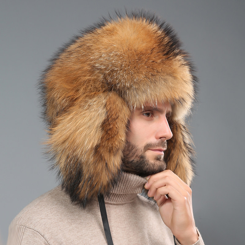 狐狸毛雷锋帽男冬季保暖护耳貉子毛东北户外王爷中老年人皮草帽子