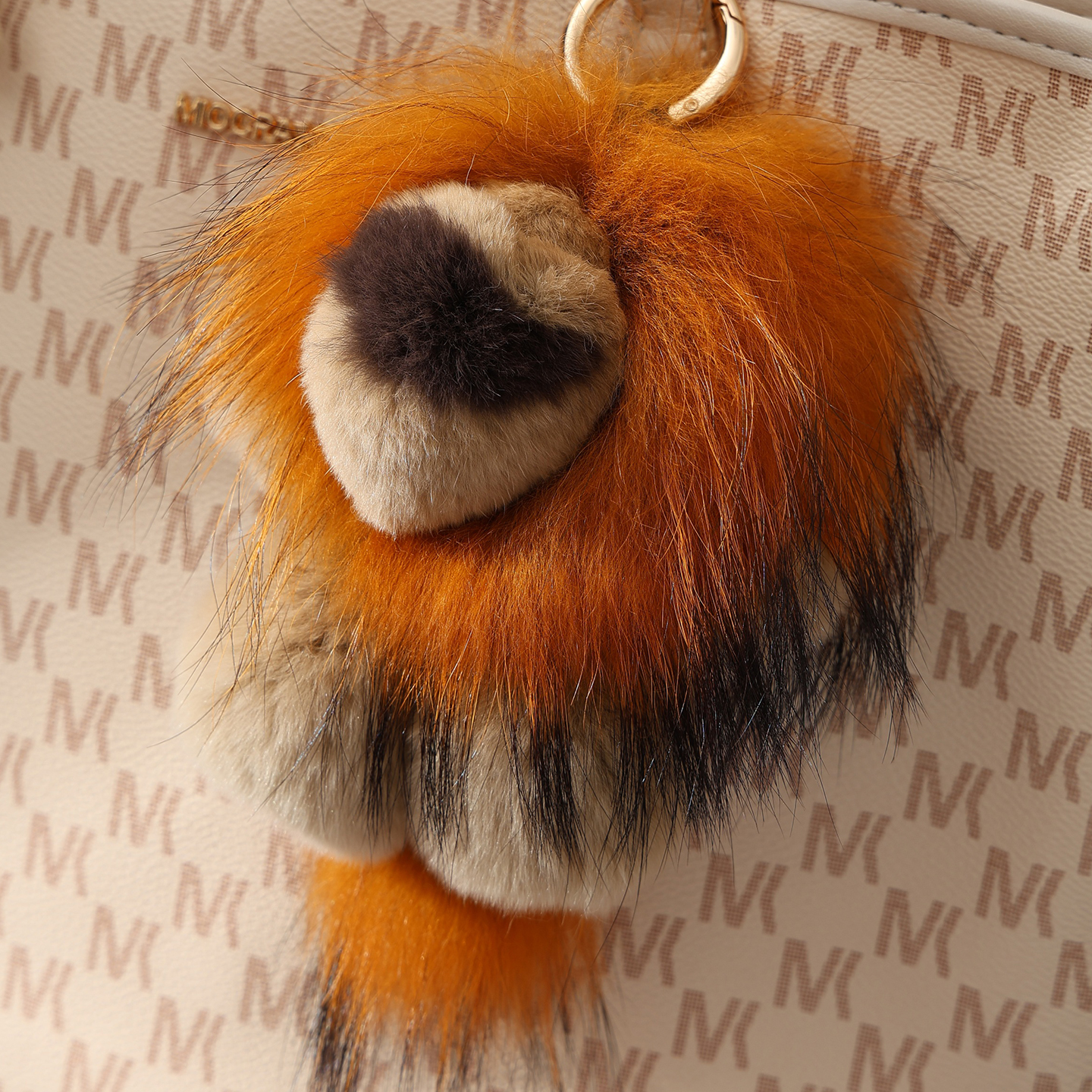 韩版可爱真獭兔毛小狮子汽车钥匙扣挂件毛绒公仔包包挂饰高档礼物