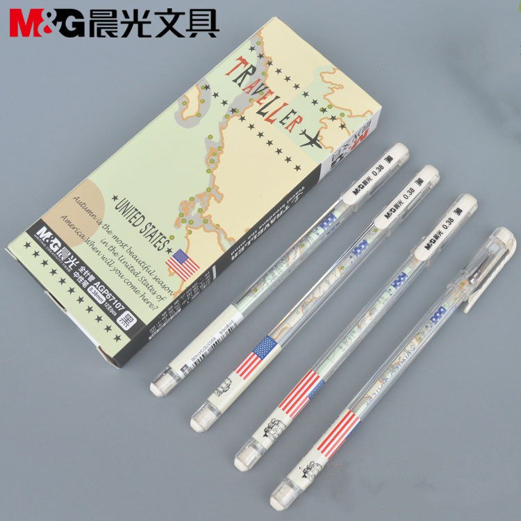晨光中性笔AGP67107国旗全针管黑