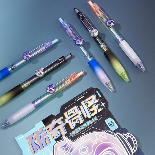 晨光 AGPK7104稀奇古怪按动中性笔0.5双珠ST硅胶护套学生考试签字