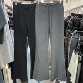 ACS新款 女 休闲拖地裤 25冬季 韩系高腰拼接抽绳弹力显瘦加绒微喇裤