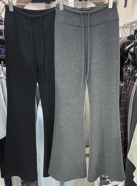 ACS新款25冬季韩系高腰拼接抽绳弹力显瘦加绒微喇裤休闲拖地裤女