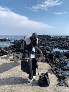 正版ONEBYTOW狐狸毛领长款收腰90白鸭绒羽绒服女冬季新款保暖外套