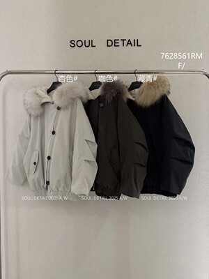SOUL DETAIL素予正品冬季新款连帽貉子毛领工装90白鸭绒羽绒服女