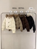 正版 洋气外套 90白鸭绒羽绒服女冬季 SOUL DETAIL素予连帽毛领短款
