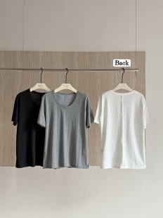 百搭显瘦宽松打底衫 MOCHA 2026新款 T恤女夏季 DAN韩系简约U领短袖