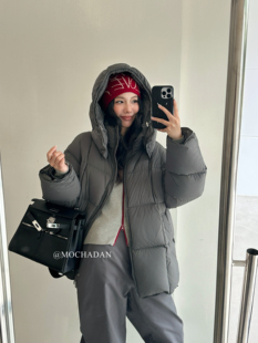 MOCHA 90白鸭绒羽绒服加厚外套潮 DAN韩系百搭连帽宽松简约中长款