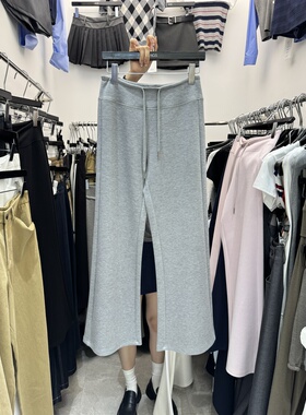 ACS韩版简约高腰阔腿休闲裤女秋季2025新款百搭显瘦抽绳拖地裤潮