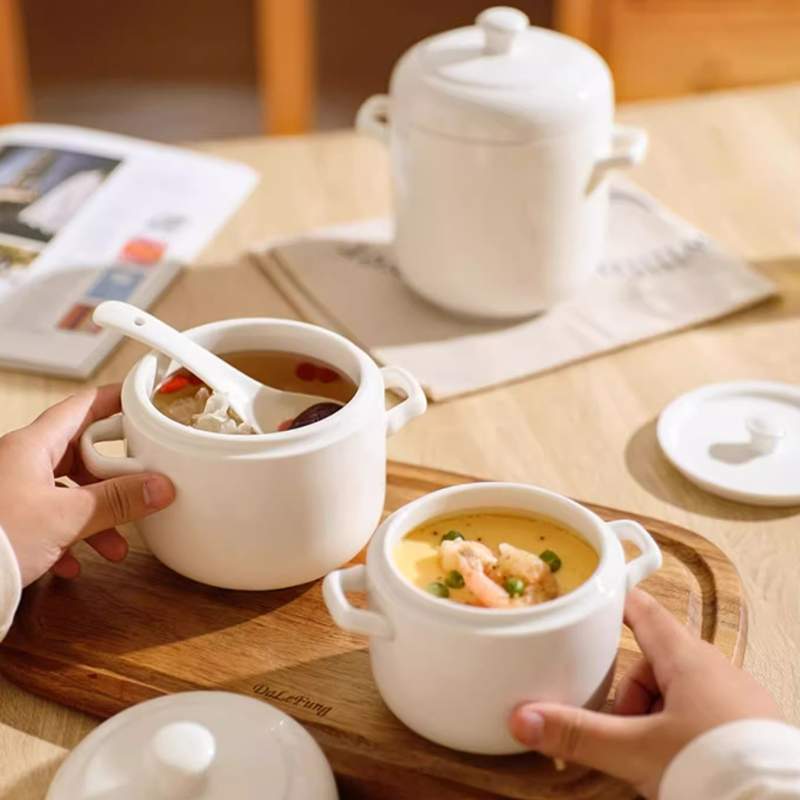 【高温烧制】顺祥纯白陶瓷炖盅