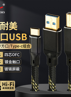 佳耐美 usb音频线发烧级解码器打碟机声卡连接线DAC方口a-b数据线