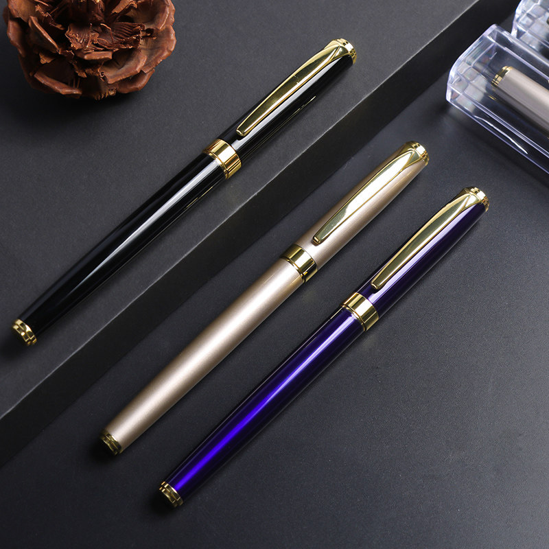 礼品钢笔晨光金属杆简约型钢笔y1605可换墨胆学生练字书写明尖笔
