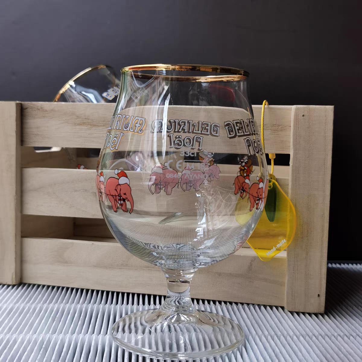 比利时原装进口粉象圣诞啤酒杯 330ML/250ML精酿专用杯 郁金香杯