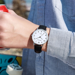 简约百搭数字考试专用初高中学生情侣对表男女士只能看时间的手表