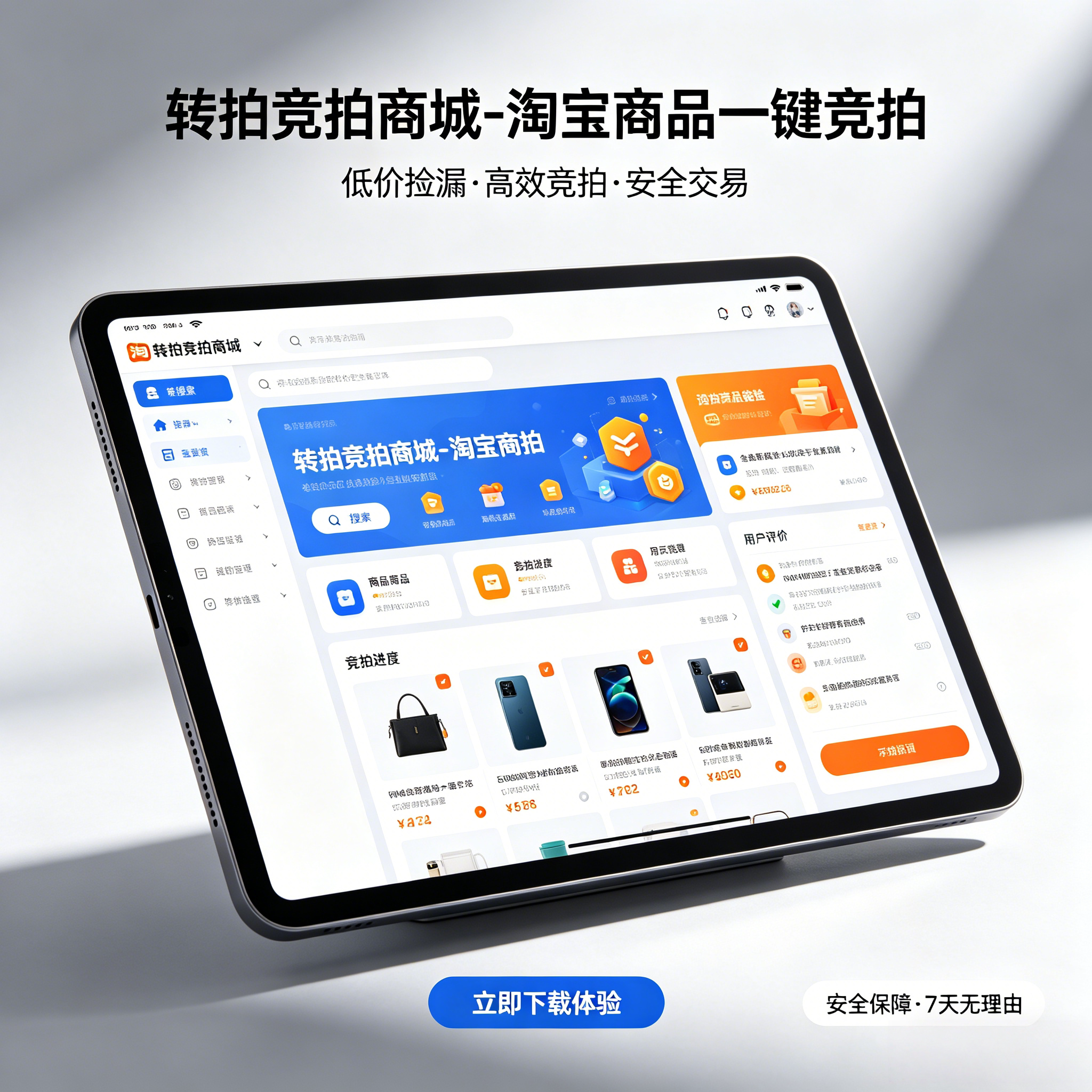 转拍新款上市7天竞拍商城淘宝商品一键竞拍捡漏高效竞拍安全交易
