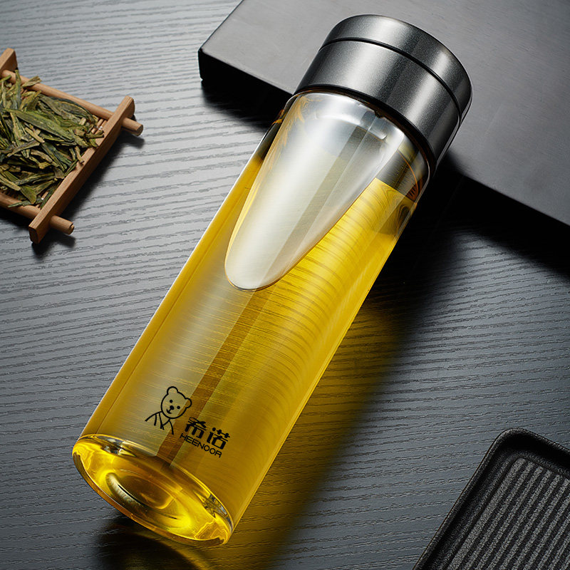 希诺双层茶水分离玻璃杯加厚防烫
