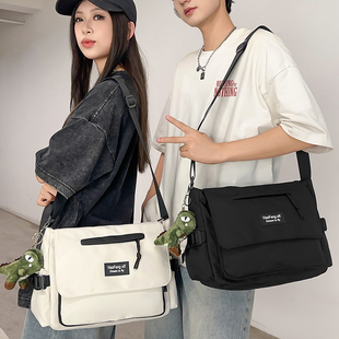 学生补习袋日系原宿上课大容量斜挎包初中高中生托特包帆布单肩包