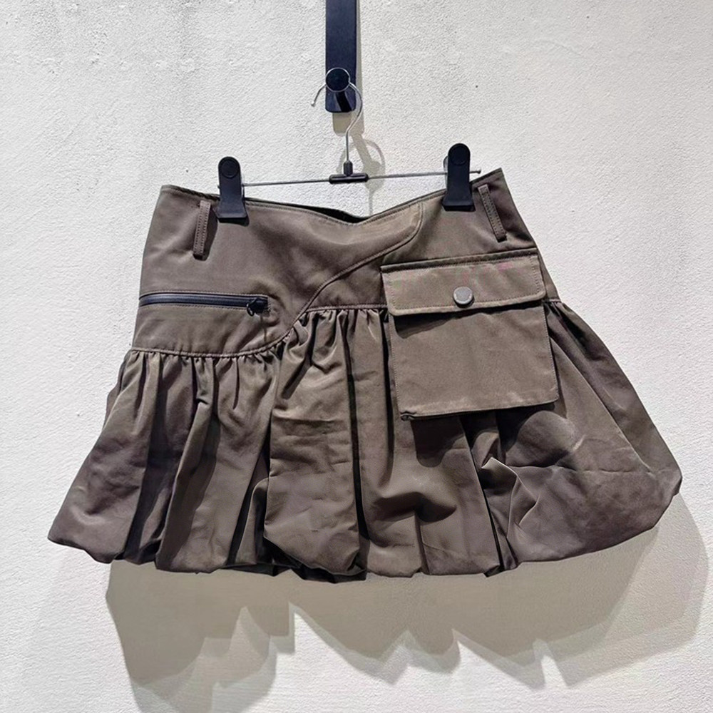 工装风高腰A字半身裙女多口袋褶皱蓬蓬短裙百搭休闲裙,女装/女士精品,半身裙,淘宝优惠券,粉丝福利购,淘宝优惠卷