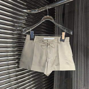 小脚裤 宽松卡其色直筒裤 女夏季 高腰绑带休闲短裤