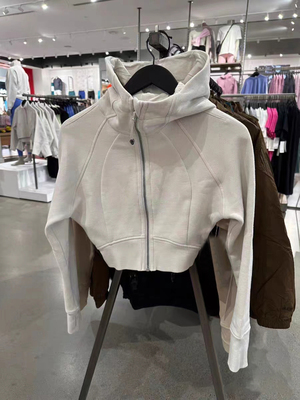 lulu短款加绒高腰运动卫衣外套秋