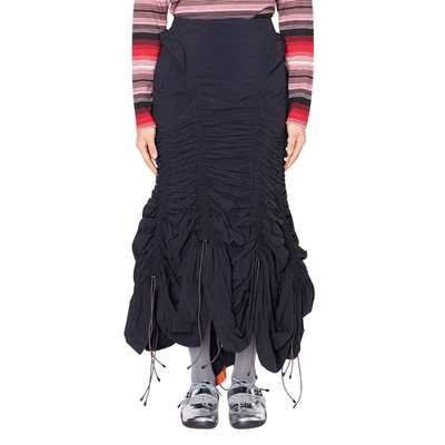 2025秋季新款黑色抽褶半身裙