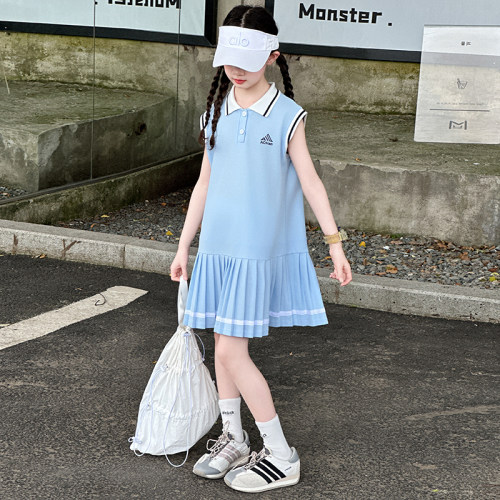 女童学院风百褶连衣裙2026夏季