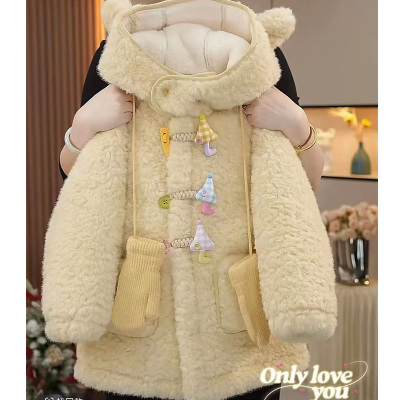 女童加绒加厚毛毛衣2025秋冬装