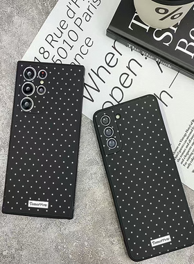 白色小波点适用三星S21手机壳s22ultra保护全包镜头NOTE20软壳galaxys23创意s24 s25plus