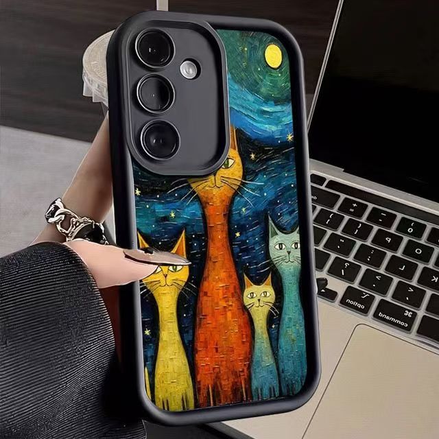 油画猫s25适用于三星Galaxy S24/S23/S22ultra手机壳A15/A55防摔A22新款A73保护外壳创意