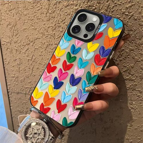 ins油画爱心适用三星A55硬壳 A53 34手机壳S24Ultra彩银IMD高级感S23FE/Note20U