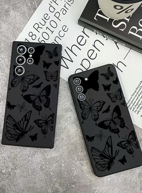 暗黑蝴蝶适用三星S21手机壳s22ultra保护全包镜头NOTE20软壳galaxys23个性创意s24 s25plus跨境潮