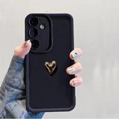 S24 S23 S22ultra手机壳A15 金色小爱心适用于三星Galaxy A55防摔A22新款 A73保护外壳外贸