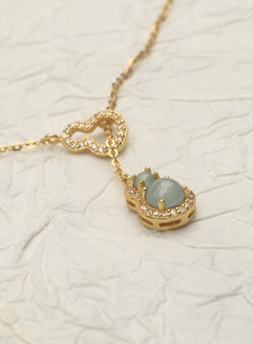 925银翡翠葫芦项链男女通用瓜子链高级感东方风吊坠礼盒装水滴形