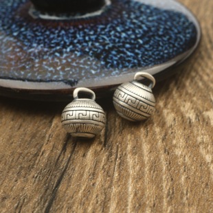 S925纯银复古做旧提溜灯笼隔珠隔片diy饰品配件文玩佛串念珠配饰