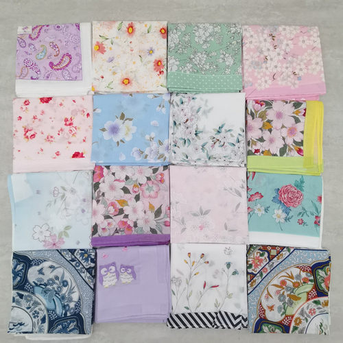 手帕女士印花薄款柔软精梳棉吸汗